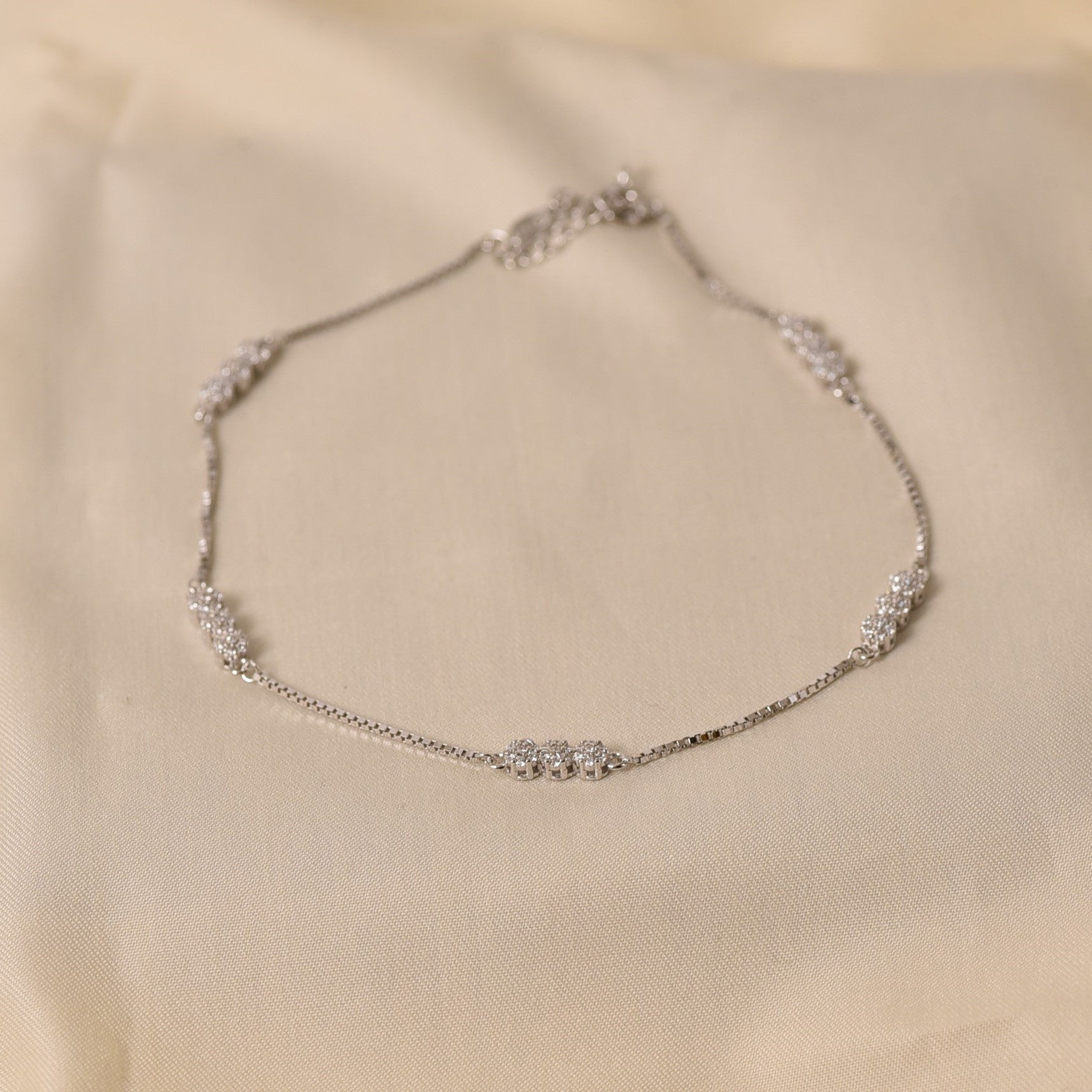 Mini Flower silver Anklet -"3.2