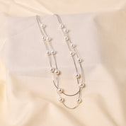 2 Stringed Pearl Necklace - Silver