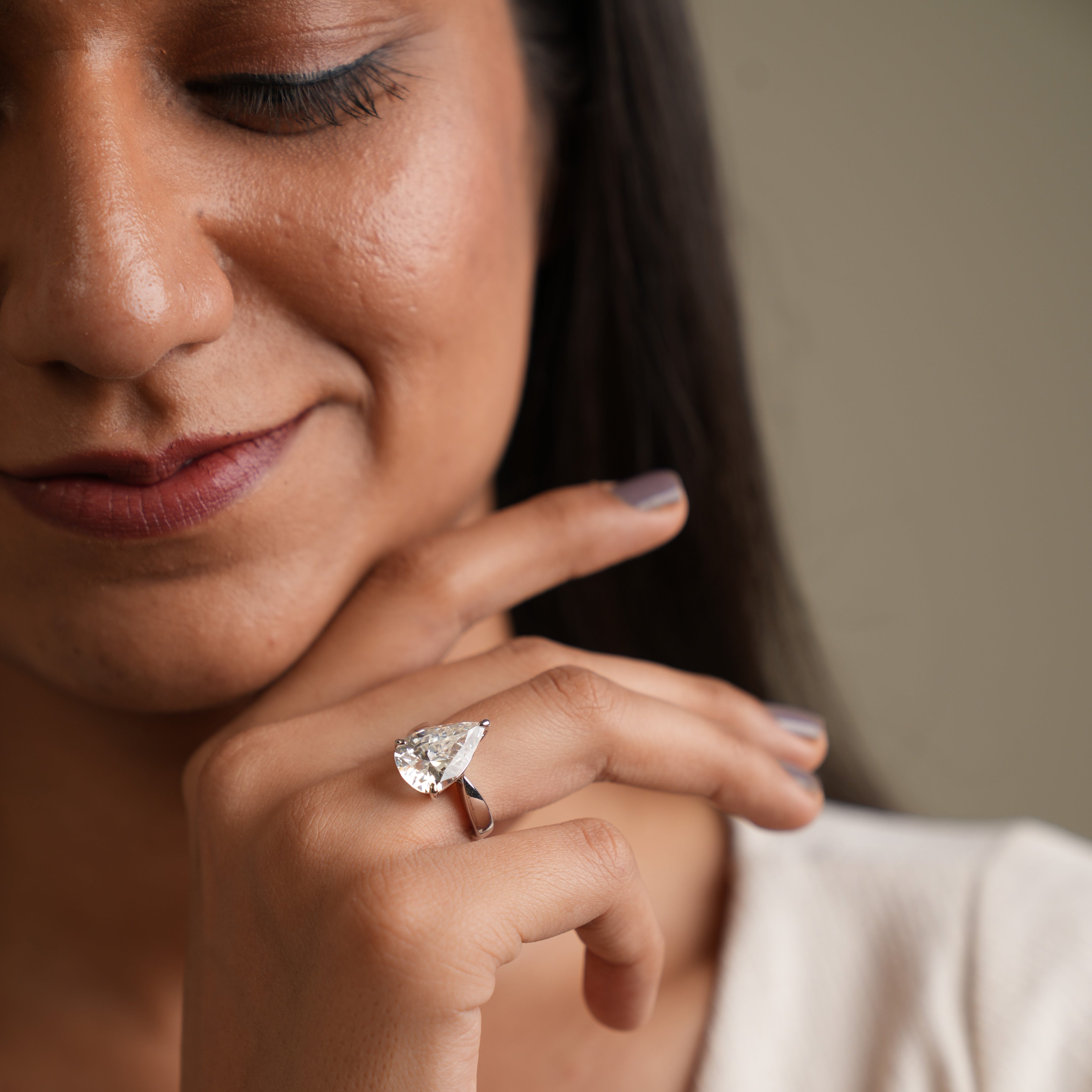 Silver Pear-Cut Ring