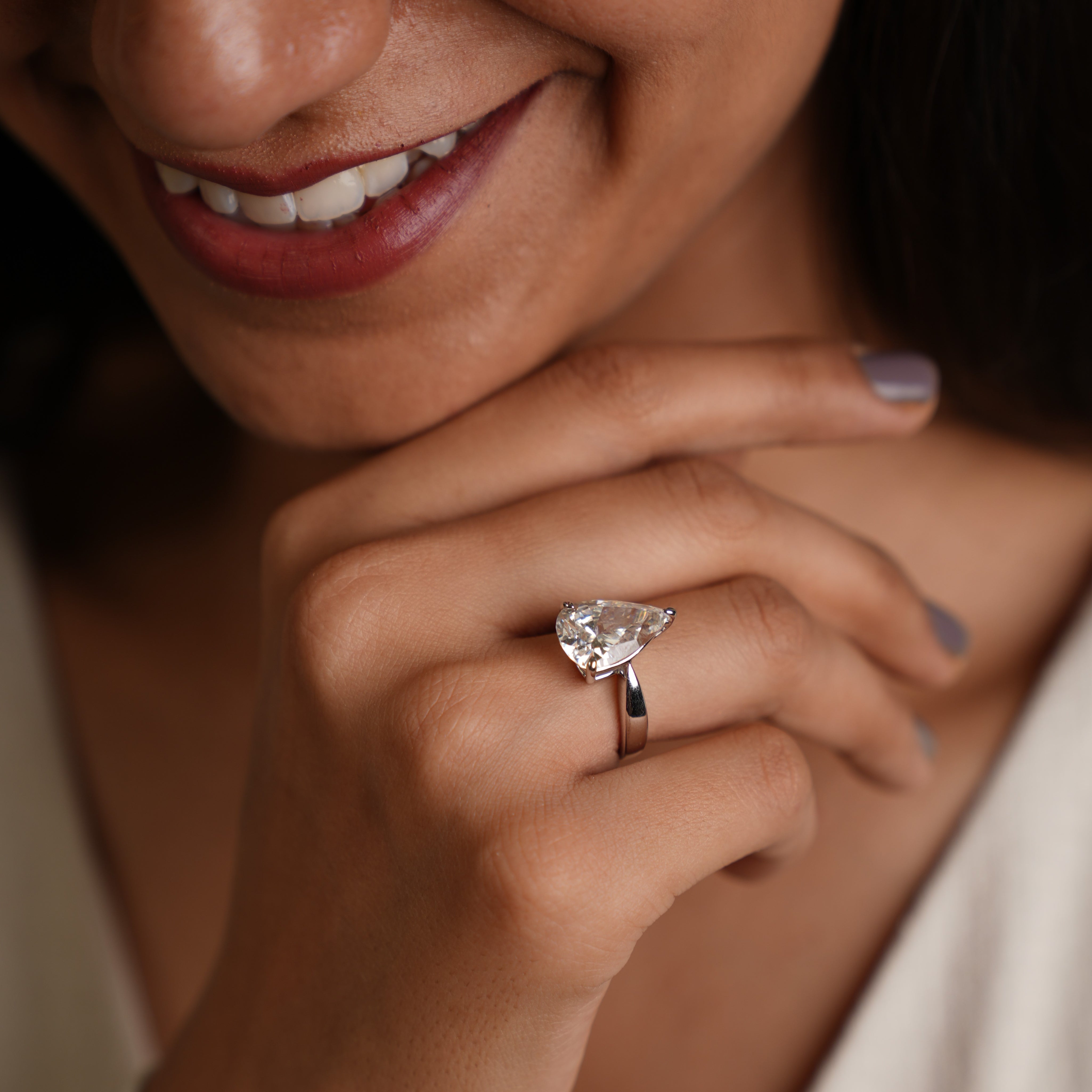 Silver Pear-Cut Ring