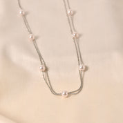 Beaded Pearl Necklace 17"