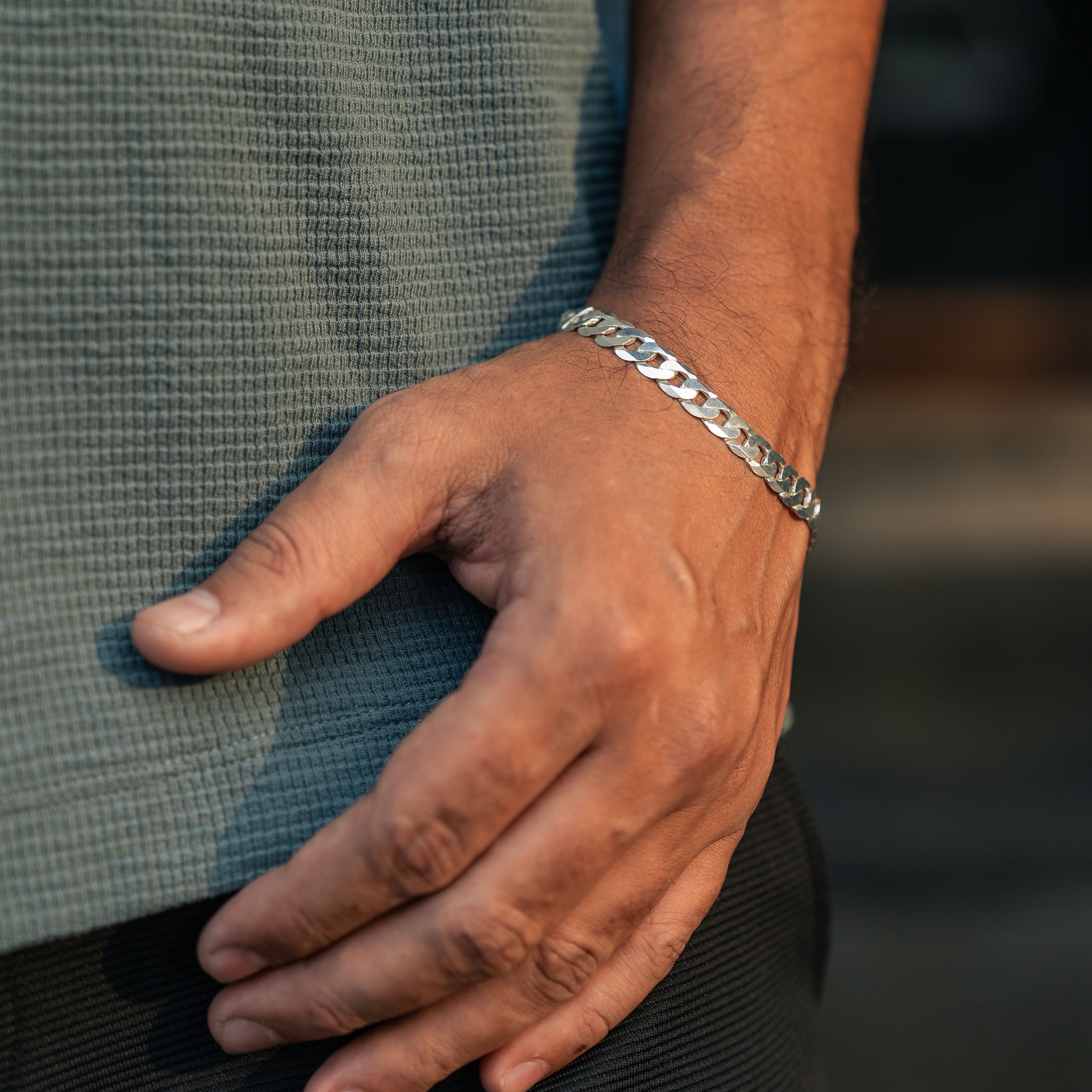 Silver Jackie Mens Bracelet - Size 8"