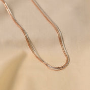 3-Line Necklace - 20" Rhodium + Rose Gold + Gold